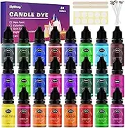 Candle Dye - 24 Colors Liquid Candle Making Dye for DIY candle making supplies Kit, Food Grade Ingredients Oil-Based Candle Coloring for Soy Wax Dyes, Beeswax, Gel Wax, Paraffin Wax - Each 0.35oz/10ml