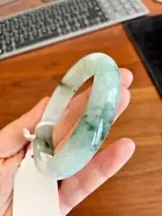 100% Untreated Genuine Grade A Jade Bangle Jadeite Bracelet 純天然翡翠A貨手鐲 58 Mm