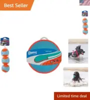Interactive Amphibious Fetch Toy Set for Dogs - 3 Balls & Frisbee, Large 9.75"