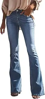 [YIYELIY] Women's Stretch Jeans Denim Pants Skinny Blue Denim Pants Leggings Cowboy Bell-Bottoms