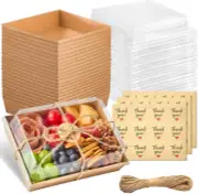 25 Pack Charcuterie Boxes with Clear Lids, 7 X 5 Inches Disposable Bakery Boxes