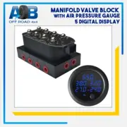 200psi Air Suspension Airbag Kit 4-port Manifold valve block blue Pressure Gauge
