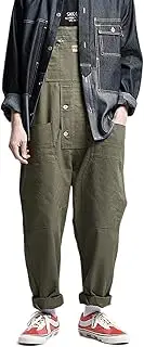 [WSLCN] Mens Bib Overall Wide Leg Trend Cotton Suspender Pants Jeans Jumpsuit