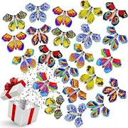 100 Pcs Magic Flying Butterfly Fairy Flying Toys Wind up Butterfly in The Book Rubber Band Powered Butterfly Toys Decoration for Colorful Bookmark Greeting Card Surprise Great Xmas Gift, 10 Styles