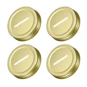 4Pcs 70mm/2.76" Coin Slot Bank Lid Inserts for Mason Jar Canning Cap, Gold