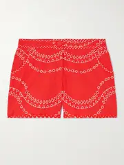 [Charo Ruiz] Charo Ruiz - Drea Broderie Anglaise Cotton-blend Shorts - Red - x small x small Red
