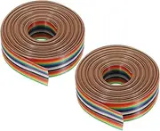 uxcell 2 Pcs 15 Pin Flat Rainbow Ribbon Cable 9.84FT 1.27mm Pitch Breadboard Jumper Wires for Electronic Projects