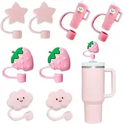 8Pcs Silicone Straw Covers Cap Toppers for Stanley 40/30 oz Tumbler Cups, Reusable Cute Lids Protectors, 0.4 in/10mm Accessories