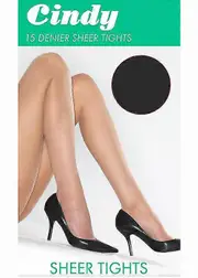 Cindy, 2 Pairs, 15 Denier Sheer Tights, Extra Large, BARELY BLACK, BNIB