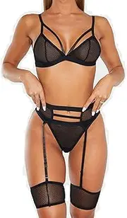 [UIVHLW] Lingerie Set Perspective Lace Hollow Out Plus Size Women Lingerie