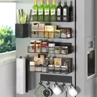 Magnetic Spice Rack for Refrigerator, 7 Pack Metal Shelf Black , Moveable Org...