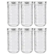 6PK Lemon & Lime 350ml Quilted Glass Conserve Canister Jar Food Storage Clear