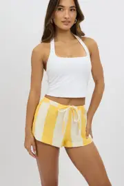 Yellow Stripe Mini Shorts - Size 16XL, Women's Shorts
