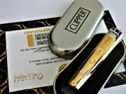 24Ct Gold Plated Hearts Metal Clipper Cigarette Lighter Refillable Gift Box 24K