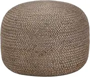vidaXL Handmade Pouffe in Light Grey, Made from Braided Jute, Filled with EPS Foam Balls - 45 X 30 cm (Diameter x Height)