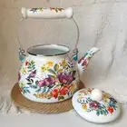 Enamel Teapot Multiuse Large Capacity Universal Floral Enamel Pot Coffee Tea