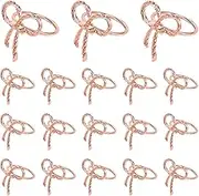 18Pcs Gold Napkin Rings,Metal Bow Shape Napkin Holder Buckle 4.5cm Diameter for Wedding,Dinner Party, Table Decorations (Rose Gold)