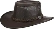 [Barmah] Foldaway Oiled Cooler Cowhide Leather Hat (XL) Brown