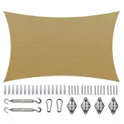 10 ft. x 20 ft. 190 GSM Sand Beige Rectangle Sun Shade Sail with Rectangle Kit