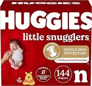 [HUGGIES] Newborn Diapers, Little Snugglers Newborn Diapers, Size Newborn (up to 10 lbs), 144 Count