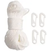 50 Feet x 1/4inch Flag Pole Halyard Rope with 4 Pieces Flag Pole Hook Clips9922