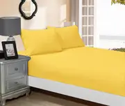 Super Soft Fitted Sheet & Pillowcase Set - King Single Size Bed - Yellow