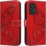 [YBFJCE] Case for Samsung Galaxy A73 5G, Magnetic Flip Cover Wallet Case with Card Holder, Shockproof Protective Phone Case Compatible with Samsung Galaxy A73 5G, Red