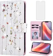 Asuwish Phone Case for iPhone 16e/SE 2025/SE 4 Wallet Cell Flip Cover with Screen Protector Flower Card Holder Slot Stand i Phone16e i16e 16 e SE4 4th Generation 16eCase Women Men Dried Flower