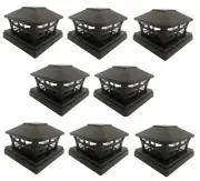 8 Pack 4" 5" 6" SMD LEDs Solar Black Finish Post Deck Fence Cap Lights
