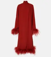 [Taller Marmo] Taller Marmo Gina feather-trimmed midi dress AU 4 burgundy