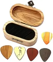 MUELODSIC 1 Set Wooden Guitar Pick Case with Durable Picks Elegant Storage for Acoustic Electric Guitar Ukulele Easy Organized present for Music Lovers