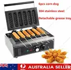 1550W Commercial Home Electric Corn Dog Waffle Maker Machine 6 Grid Non-Stick