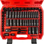 64Pcs 3/8" Socket Set,Drive Impact Socket Set, Sae/Metric, Deep & Shallow, Cr-V