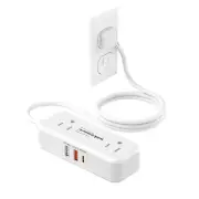 PD20W Flat Plug Power Strip -3 Ft Flat Plug Extension Cord with 4 AC Outlets ...