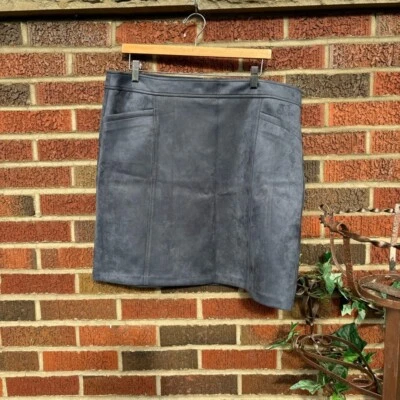 LOFT Dusty Blue Gray Faux Suede Mini Skirt