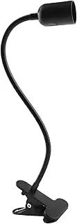 E27 Socket with Clamp, Cable with ON/OFF Switch and European Plug, E27 Socket with Swan Neck Clip 360° Adjustable, for E-Reader, Plant, Turtle, Nail Art, Aquarium, Black (No Bulb)