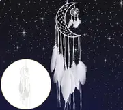 Moon Crescent Feather Dream Catcher Wall Hanging Tapestry Woven Nursery Craft