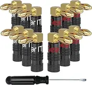 GearIT Right Angle Banana Plugs for Speaker Wire (6 Pairs, 12 Pieces), 90 Degree Pin Plug Type, 24K Gold Plated for Spring Clips Speaker Banana Jack Terminals