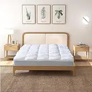 Royal Comfort Mattress Topper Underlay 1000GSM Bamboo Blend Breathable Luxury Comfort 5cm Gusset 45cm Skirt Design (Queen, White)