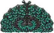 [Santimon] Diamante Clutch-Bags Ladies Sequin Crystal-Purse Womens Chain Evening-Bags Glitter Wedding Peacock