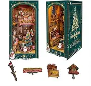 DIY Book Nook Kit,Christmas Book Nook DIY Dollhouse Booknook Bookshelf Insert Decor with LED Dust Cover,Book Nook Miniature Kit,Christmas Home Decor for Teens Adult - Jingle Cabin