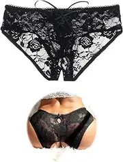 [ohmydear] Womens Lace Boyshorts Crotchless Sexy Panties Crisscross Strappy Underwear Plus Size Hipster Briefs XS-4XL