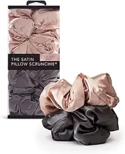 Kitsch Satin Hair Scrunchies for Women - Softer Than Silk Scrunchies for Hair | Satin Scrunchies for Girls | Satin Hair Ties for Women, Silk Hair Ties No Damage, Ponytail Holders, 2pc (Blush/Charcoal)