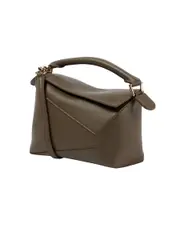 LOEWE | Puzzle Mini Leather Shoulder Bag in Dark Khaki Green | The UNDONE