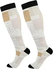 [GAIREG] Cute Dinosaurs Navy Blue Sport Compression Sock Compression Running Socks for Men Mens Knee High Socks