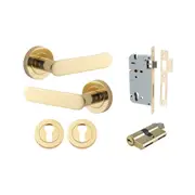 Iver Bronte Door Lever Handle on Round Rose Entrance Kit Key/Key