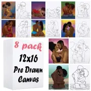 8 Pack Sip and Paint Kit for Adult's Date Night Pre Drawn Canvas for Painting...