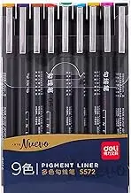 deli Pigment Fine Liner Color Sketch Drawing Pens, Assorted 9 colors