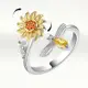 【I.Dear Jewelry】正白K-蜜蜂與花-韓國網紅款花朵旋轉紓壓鑲鑽開口銀戒指(韓劇/轉運/靈動戒指)現貨