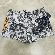 NWT Ed Hardy Christian Audigier Mesh Mens Shorts Sz XXL 2XL Grey Skull Panther